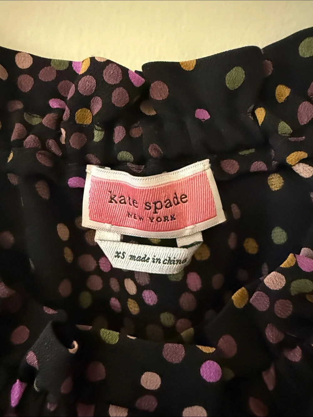 kate spade black disco dots shell top XS
